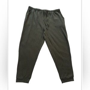 Olive Green Waffle Knit Jogger Pants
